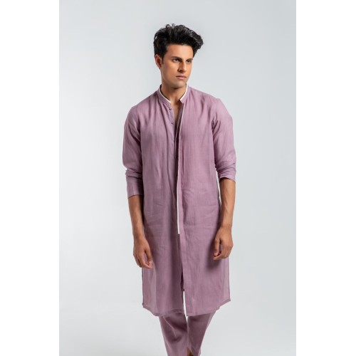 ZGMK3205 Pink Lavender Khadi Woven Cotton Kurta