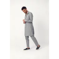 ZGMK3211 Silver Khadi Woven Cotton Kurta