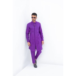 ZGMK3217 Dark Orchid Khadi Woven Cotton Kurta