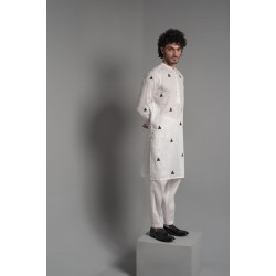 ZGMK3221 White Khadi Woven Cotton Kurta