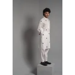 ZGMK3221 White Khadi Woven Cotton Kurta