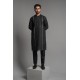 ZGMK3224 Black Khadi Woven Cotton Kurta