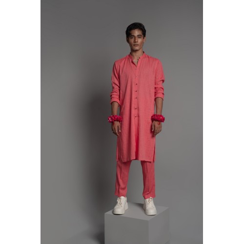 ZGMK3230 Brink Pink Khadi Woven Cotton Kurta