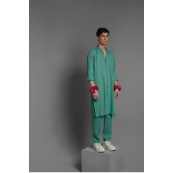 ZGMK3231 Persian Green Khadi Woven Cotton Kurta