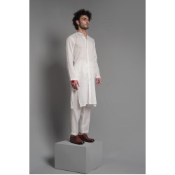 ZGMK3232 White Khadi Woven Cotton Kurta ZGMK3232 White Khadi Woven Cotton Kurta