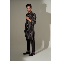 ZGMK3234 Black Cotton Karandi Kurta