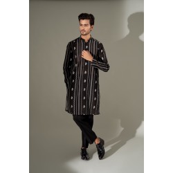 ZGMK3234 Black Cotton Karandi Kurta