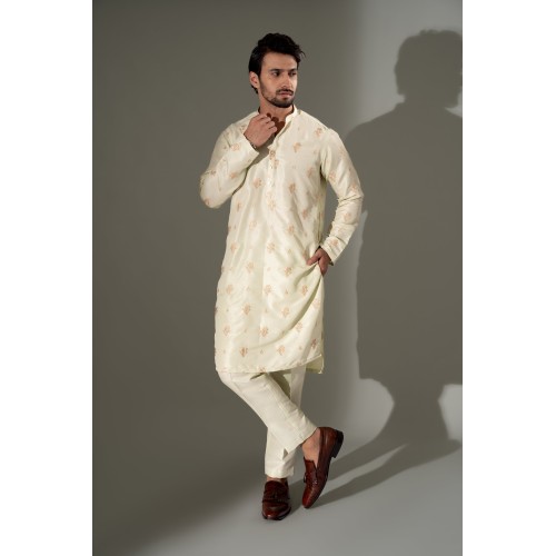 ZGMK3236 Cornsilk Silk Kurta