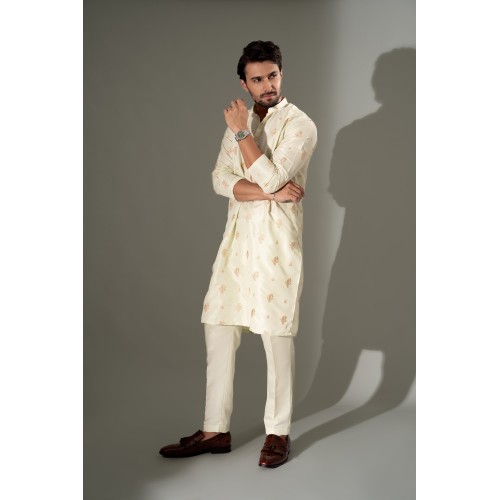 ZGMK3236 Cornsilk Silk Kurta