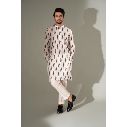 ZGMK3238 Off-White Cotton Karandi Kurta ZGMK3238 Off-White Cotton Karandi Kurta