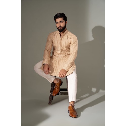 ZGMK3243 Light Orange Cotton Silk Kurta
