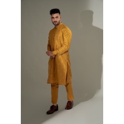 ZGMK3244 Harvest Gold Raw Silk Kurta