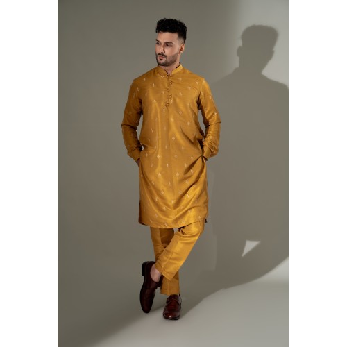 ZGMK3244 Harvest Gold Raw Silk Kurta ZGMK3244 Harvest Gold Raw Silk Kurta