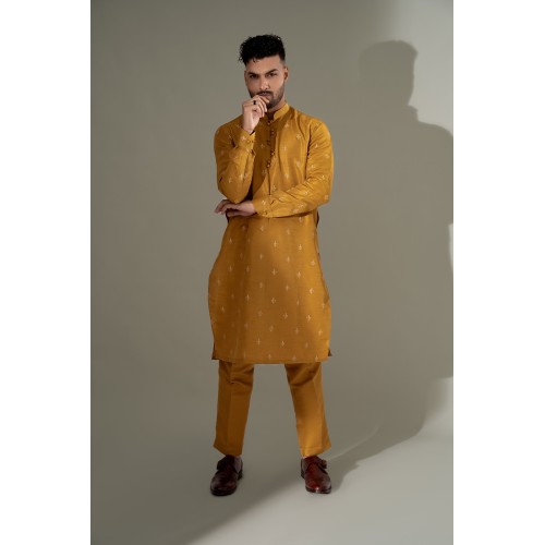 ZGMK3244 Harvest Gold Raw Silk Kurta ZGMK3244 Harvest Gold Raw Silk Kurta