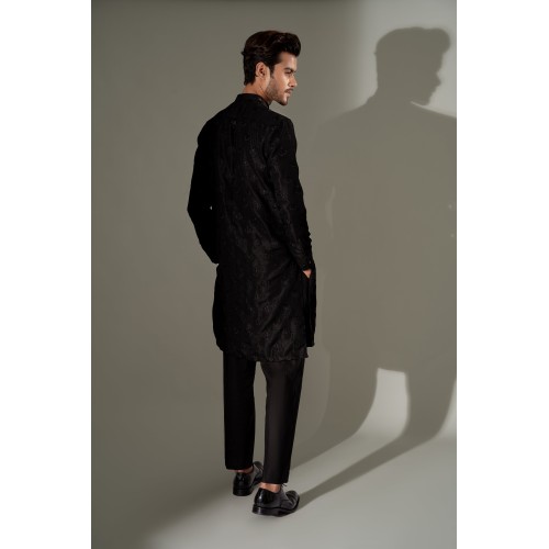 ZGMK3248 Black Cotton Silk Kurta