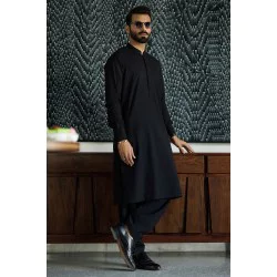 ZGMK3294 Black Cotton Blend Kurta
