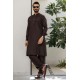 ZGMK3296 Dark Van Dyke Brown Bosky Linen Kurta ZGMK3296 Dark Van Dyke Brown Bosky Linen Kurta