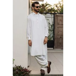 ZGMK3299 White Bosky Linen Kurta