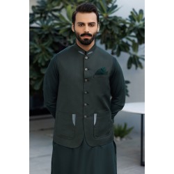 ZGMK3300 Dark Jungle Green Bosky Linen Kurta