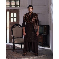 ZGMK3359 Black Raw Silk Kurta