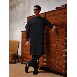 ZGMK3401 Black Bosky Linen Kurta