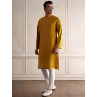 ZGMK3428 Goldenrod Raw Silk Kurta
