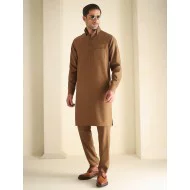 ZGMK3443 Wood Brown Cotton Blend Kurta