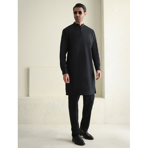 ZGMK3445 Black Cotton Blend Kurta