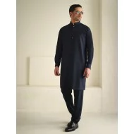 ZGMK3446 Black Ombre Cotton Blend Kurta