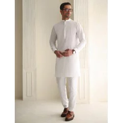 ZGMK3447 White Cotton Blend Kurta