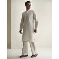 ZGMK3448 Ivory Embroidered Fabric Kurta