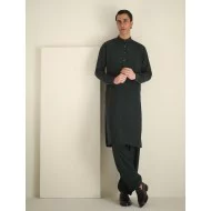 ZGMK3467 Dark Jungle Green Cotton Blend Kurta