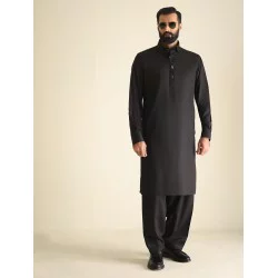 ZGMK3470 Black Cotton Blend Kurta