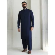 ZGMK3472 Oxford Blue Cotton Blend Kurta