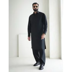 ZGMK3474 Black Cotton Blend Kurta