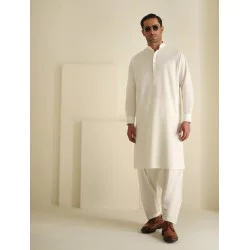 ZGMK3475 Off-White Cotton Blend Kurta