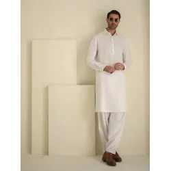 ZGMK3476 White Cotton Blend Kurta