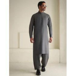 ZGMK3479 Slate Gray Cotton Blend Kurta