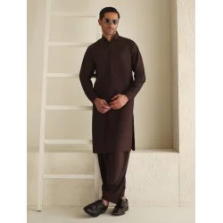 ZGMK3485 Black Bean Cotton Blend Kurta