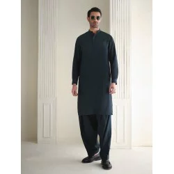 ZGMK3488 Dragon Teal Cotton Blend Kurta