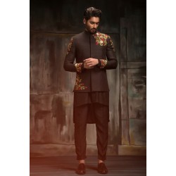 ZGMP3111 Black Raw Silk Prince Coat
