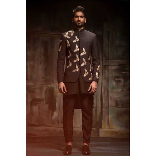 ZGMP3112 Black Suiting Fabric Prince Coat