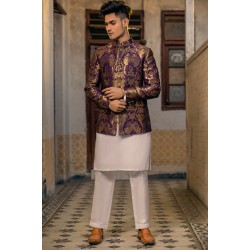 ZGMP3117 Violet Banarsi Prince Coat