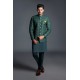 ZGMP3120 Brunswick Green Embroidered Raw Silk Prince Coat