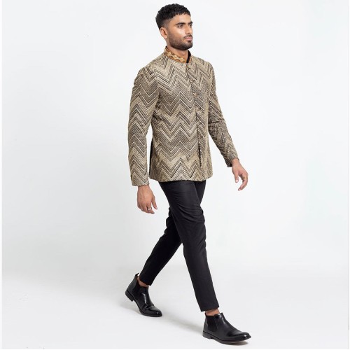 ZGMP3124 Black Raw Silk Prince Suit