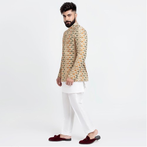 ZGMP3129 Papaya Whip Raw Silk Prince Coat ZGMP3129 Papaya Whip Raw Silk Prince Coat