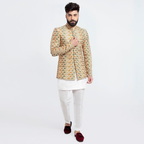 ZGMP3129 Papaya Whip Raw Silk Prince Coat ZGMP3129 Papaya Whip Raw Silk Prince Coat