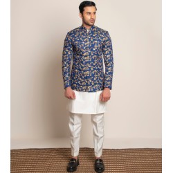 ZGMP3140 Cobalt Blue Jamawar Prince Coat