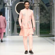 ZGMP3141 Light Peach Suiting Fabric Prince Coat