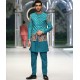 ZGMP3143 Blue Topaz Raw Silk Prince Coat ZGMP3143 Blue Topaz Raw Silk Prince Coat